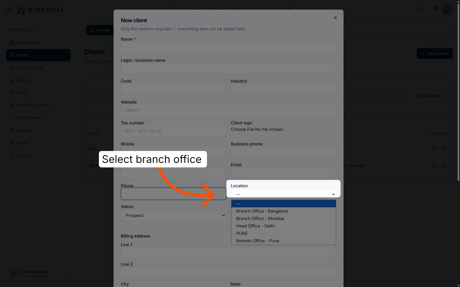Choose Branch Office Location