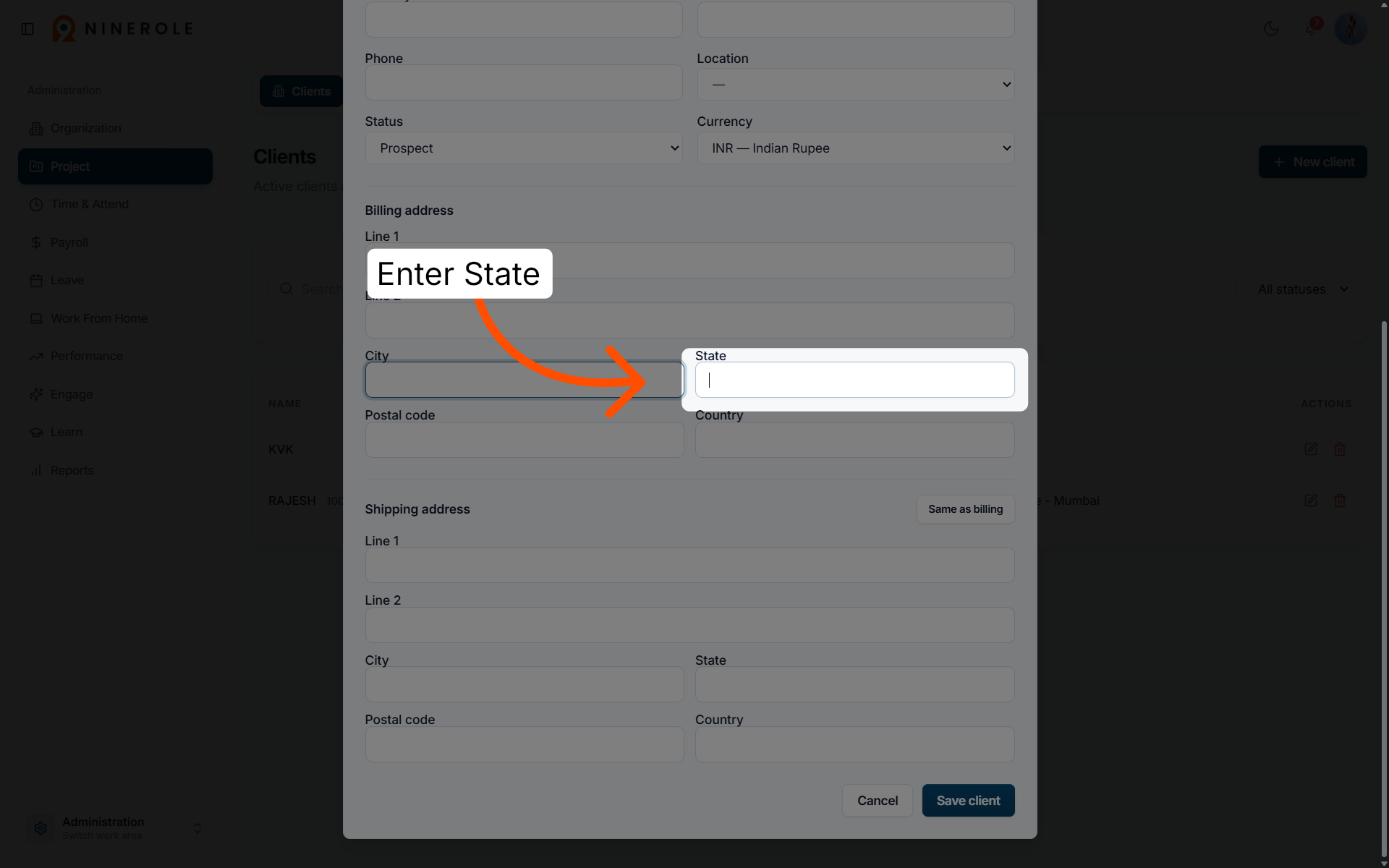 Specify Billing State