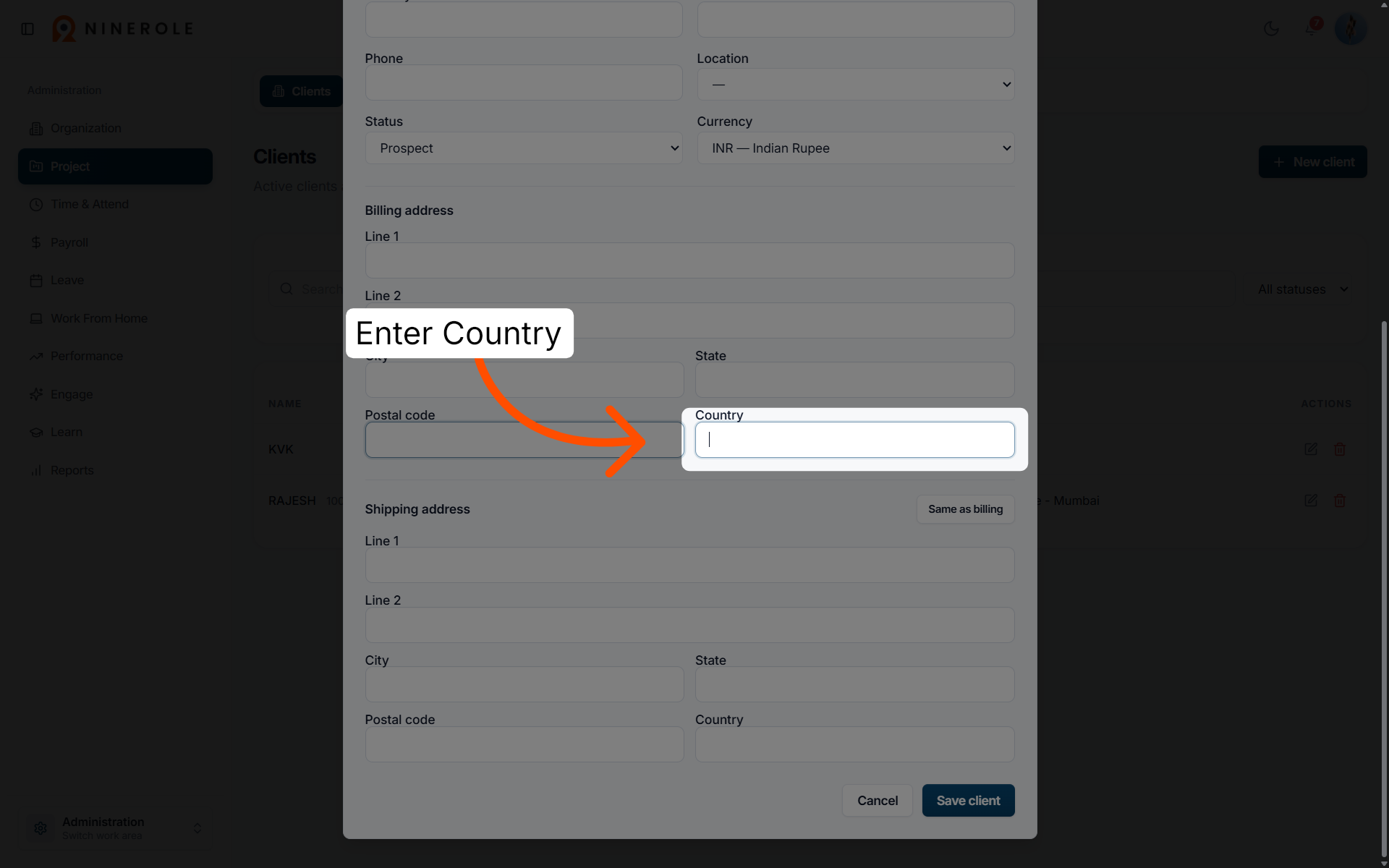 Select Billing Country