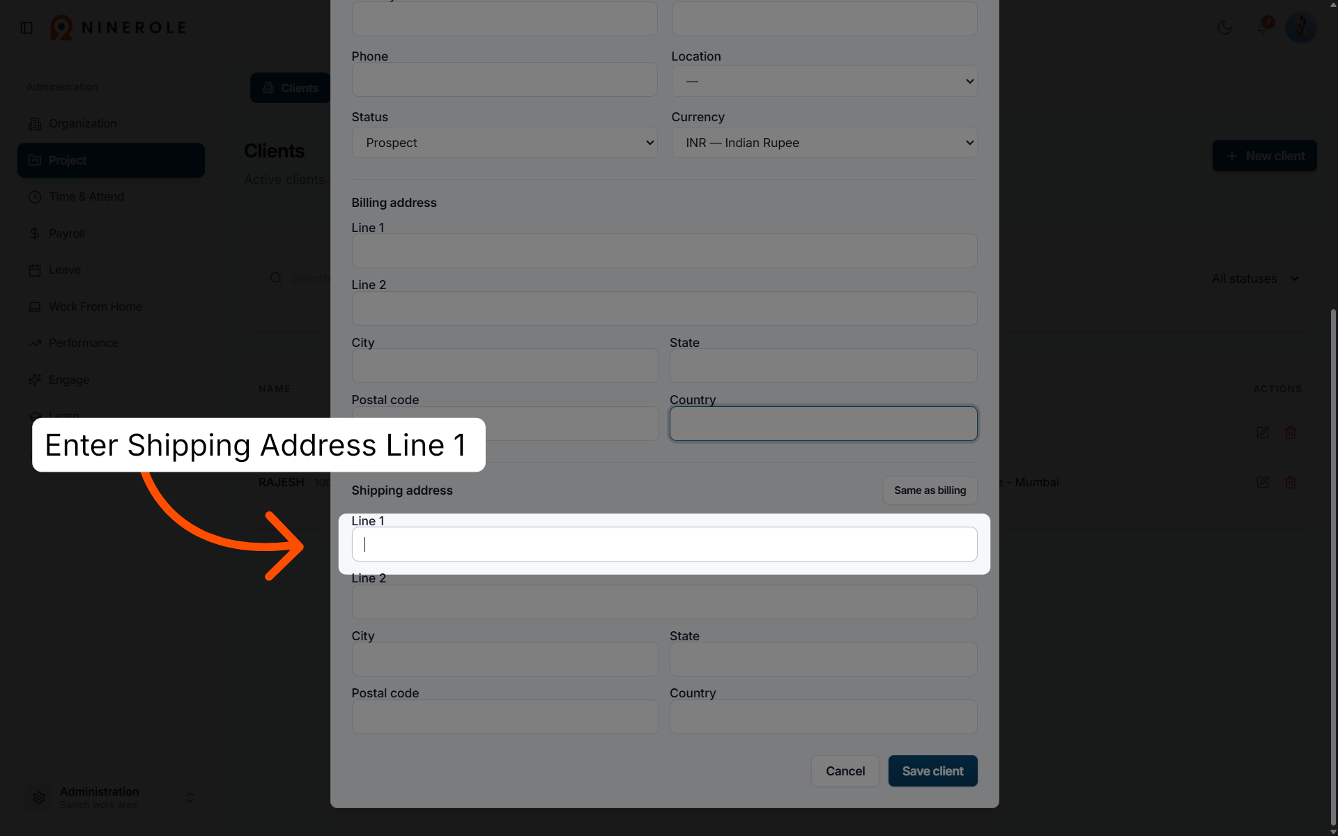 Enter Shipping Address Line 1