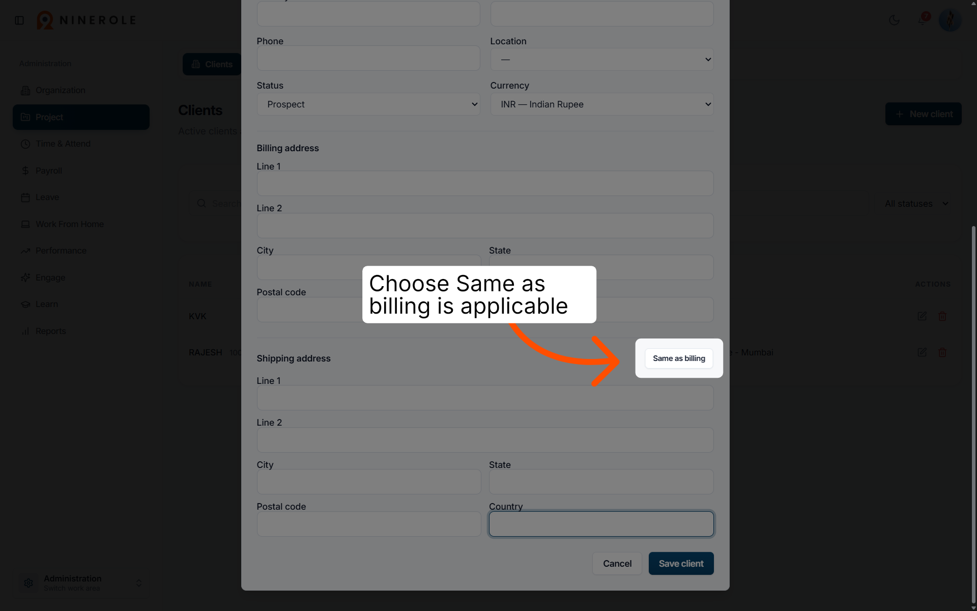 Enable Same As Billing Option