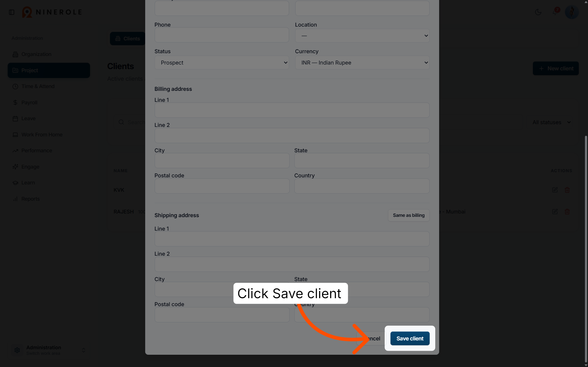 Save New Client Profile