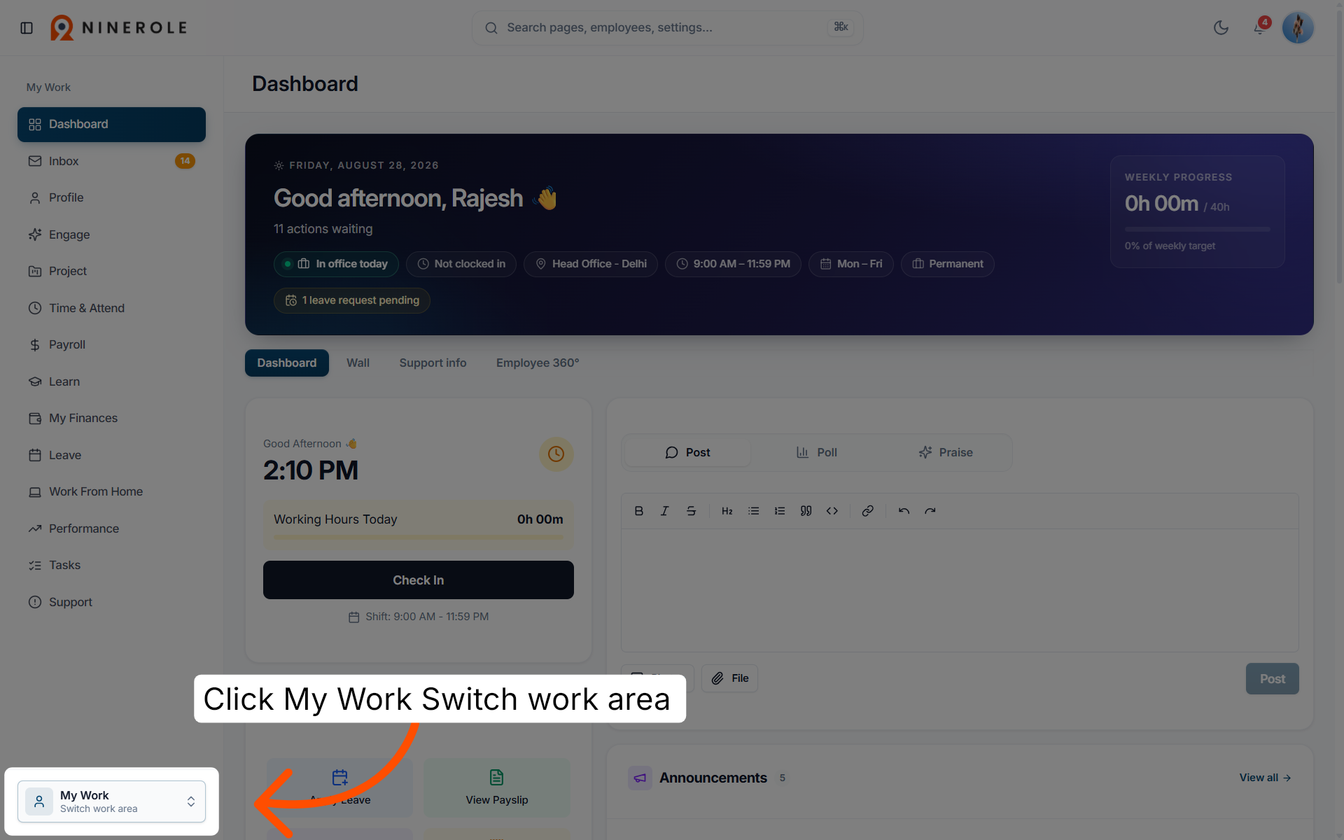Switch Work Area