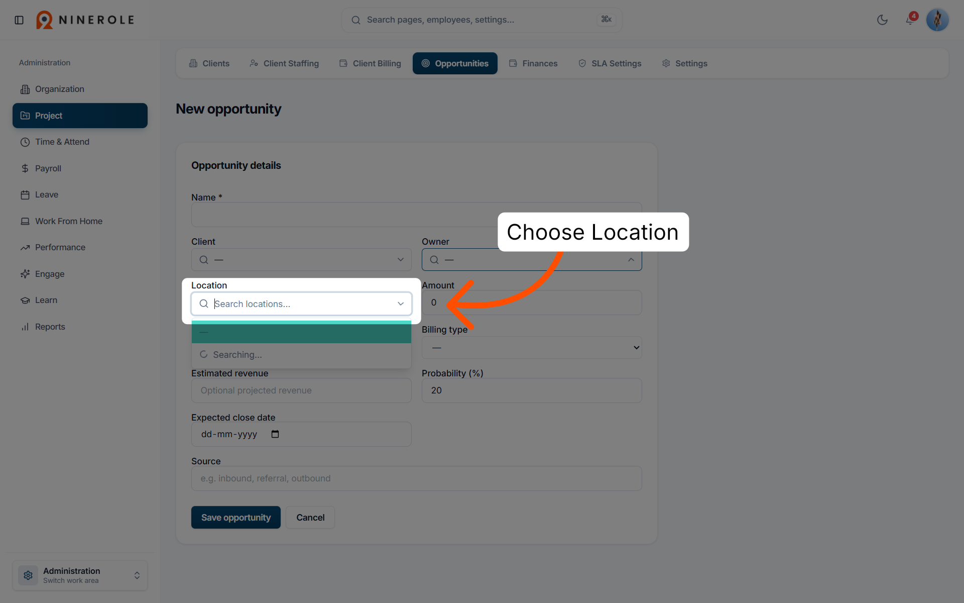 Specify Location