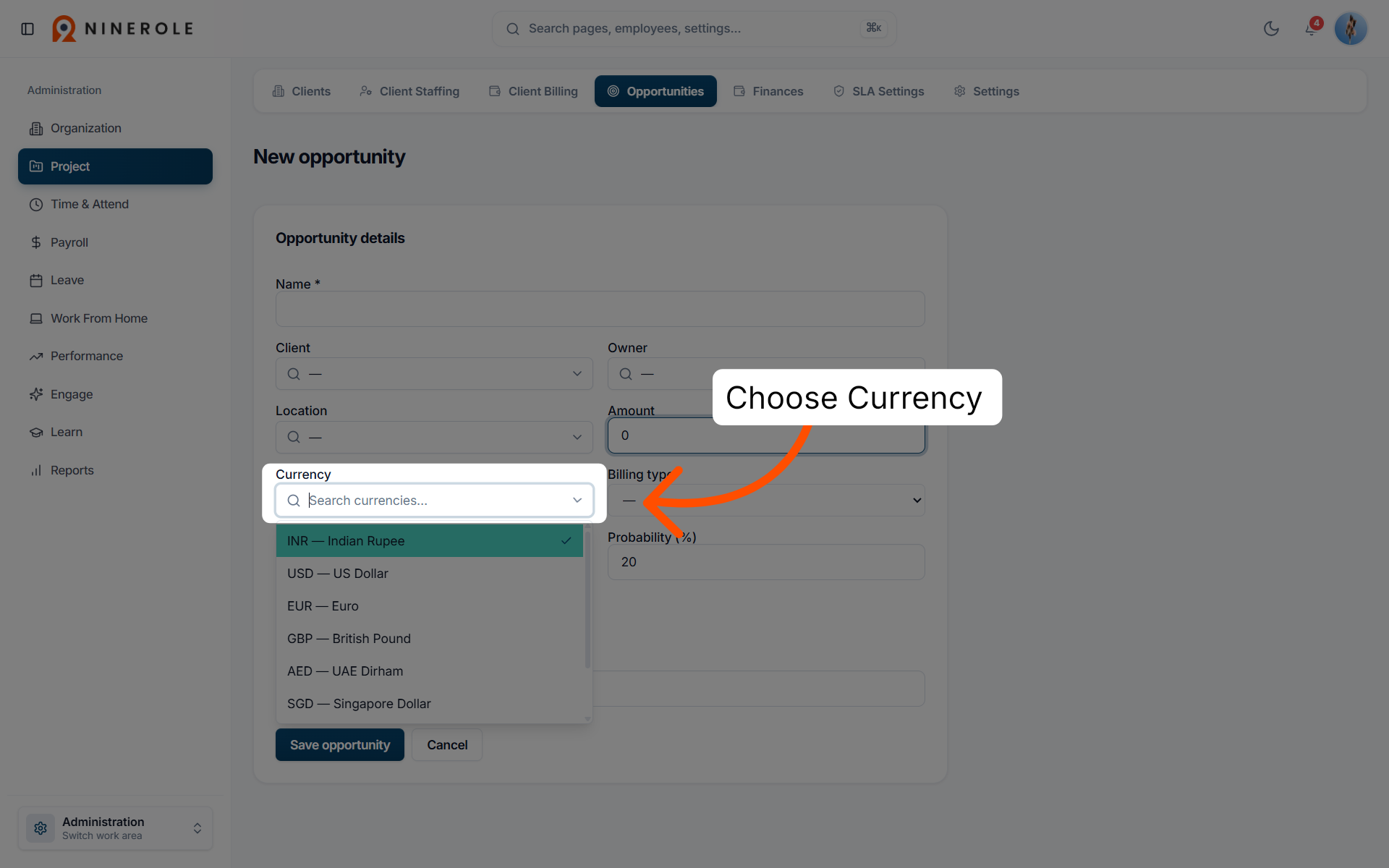 Choose Currency