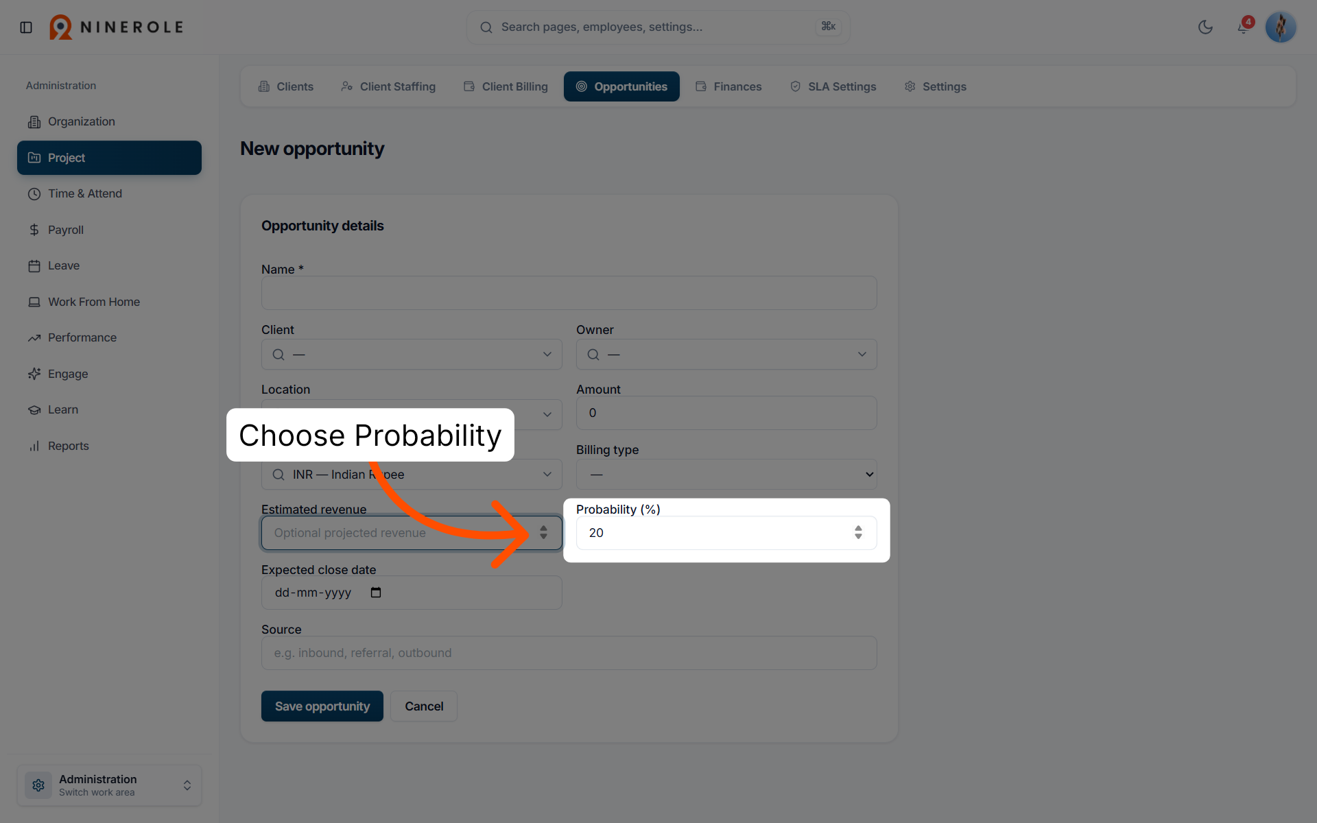 Set Probability Percentage