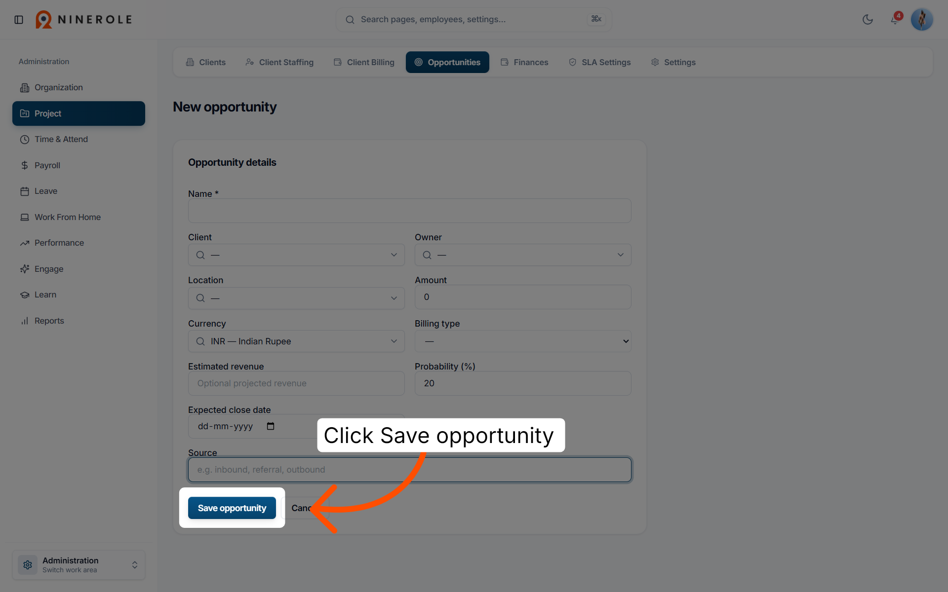 Save New Opportunity
