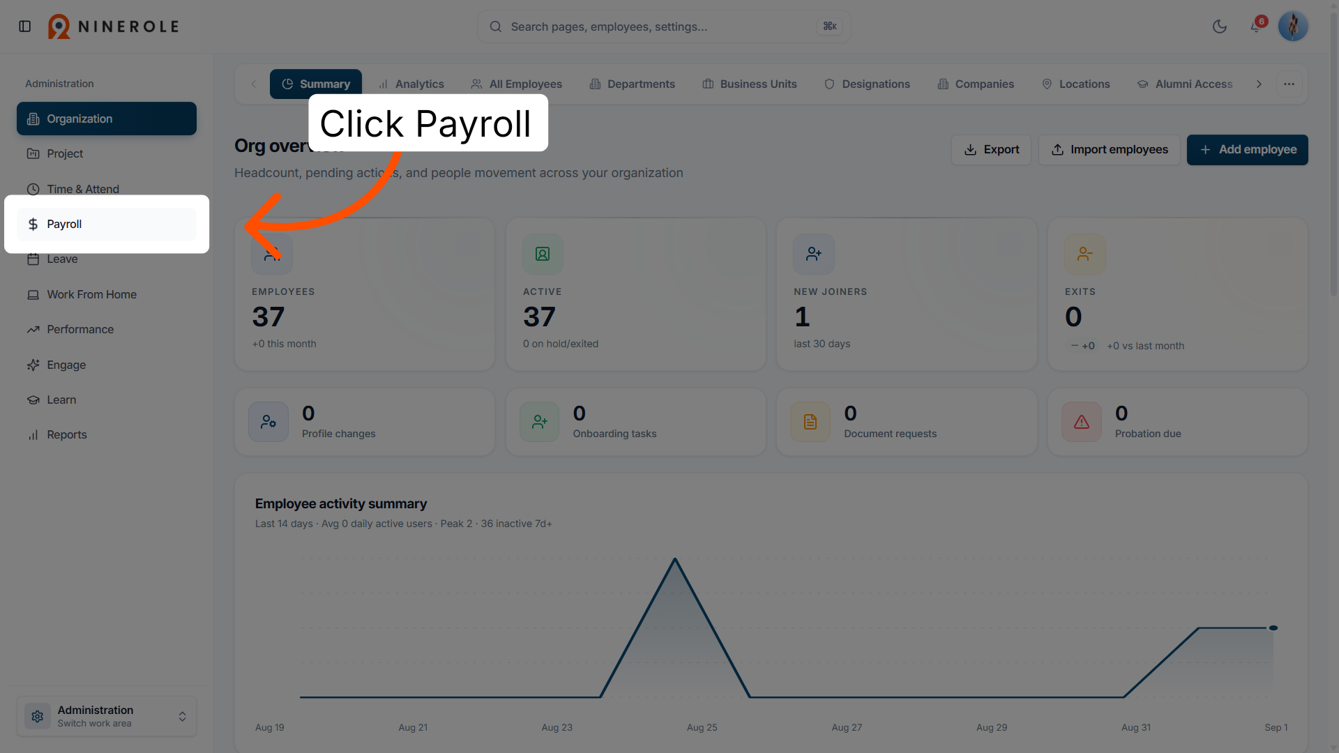 Navigate to Payroll Settings