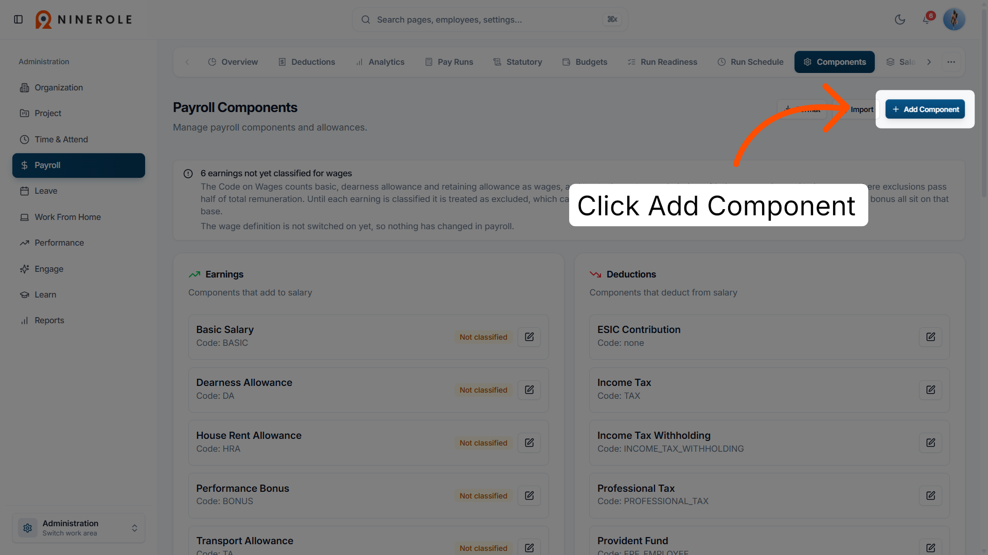 Add New Payroll Component