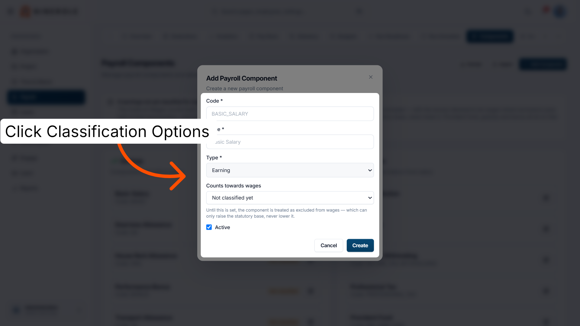 Review Component Classification Options