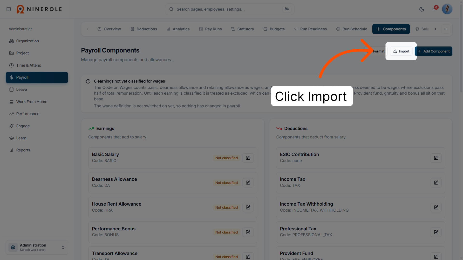 Import Payroll Components