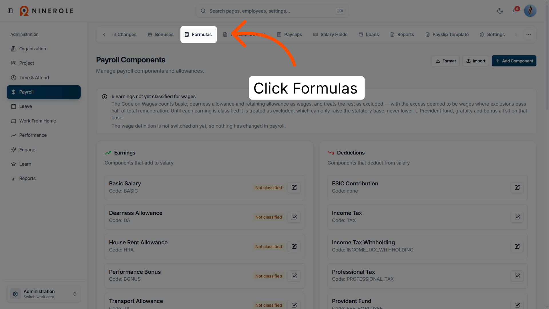 Open Formulas Section
