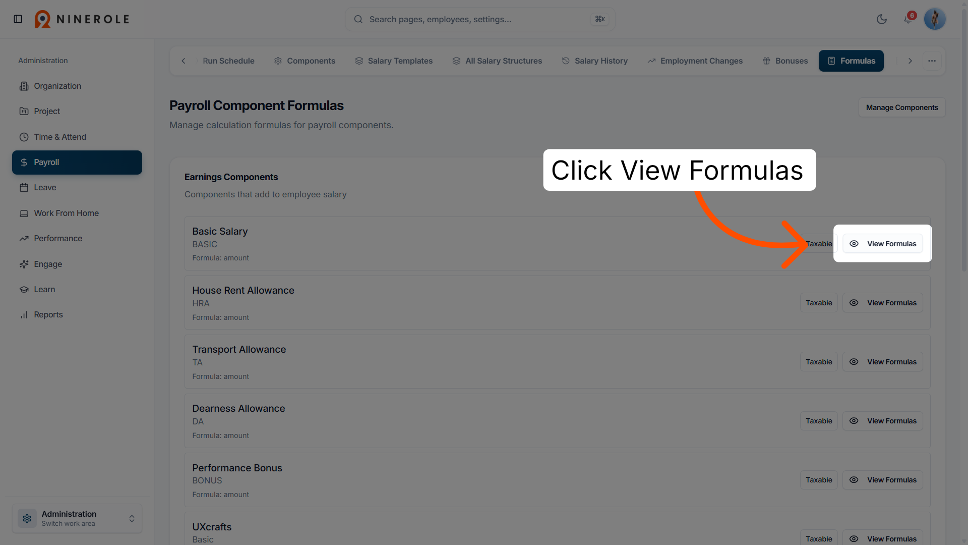 View Existing Formulas