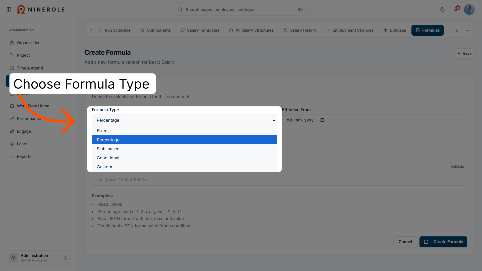 Select Formula Type