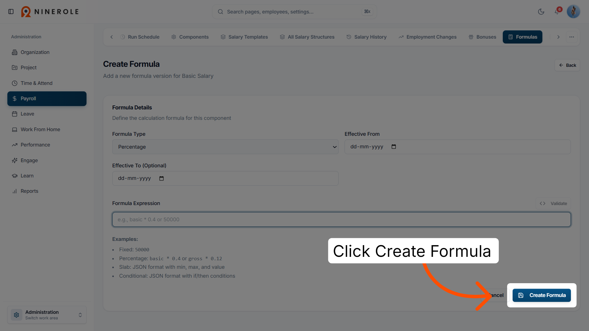 Create Formula Entry