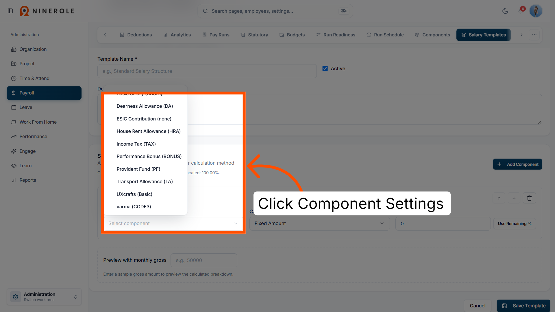 Configure Component Settings