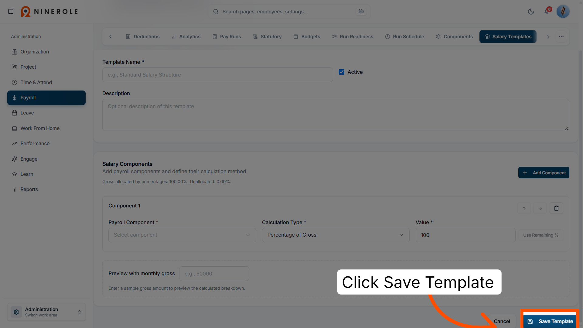 Save Salary Template