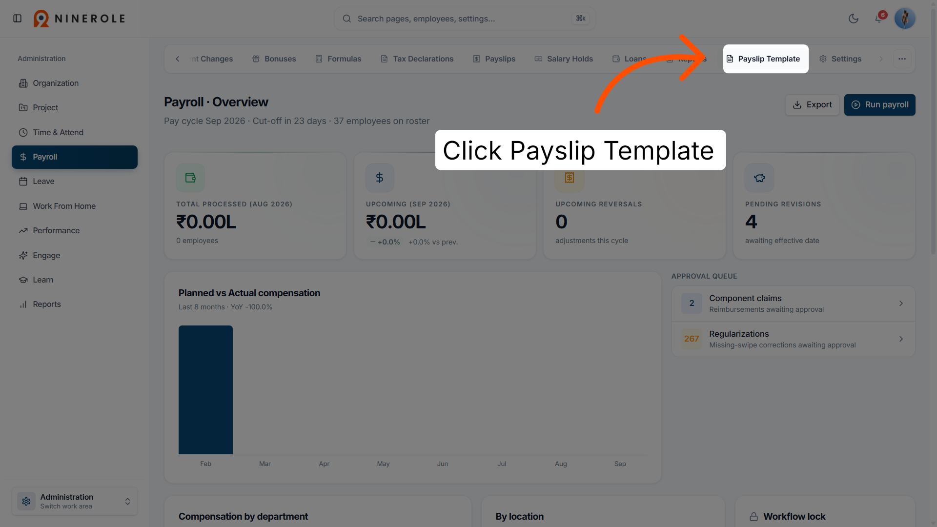 Open payslip template settings