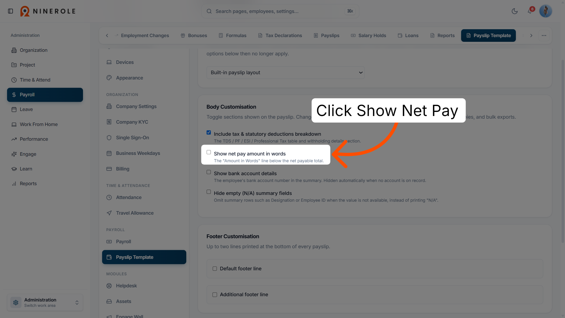Net pay amount in words