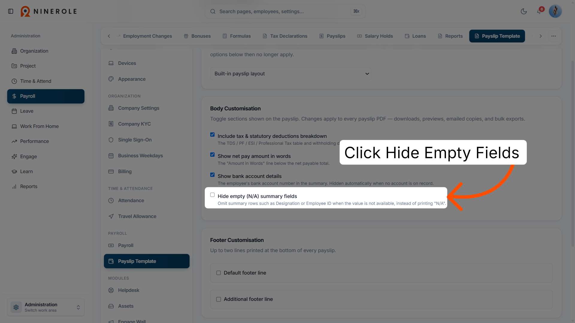 Hide empty summary fields
