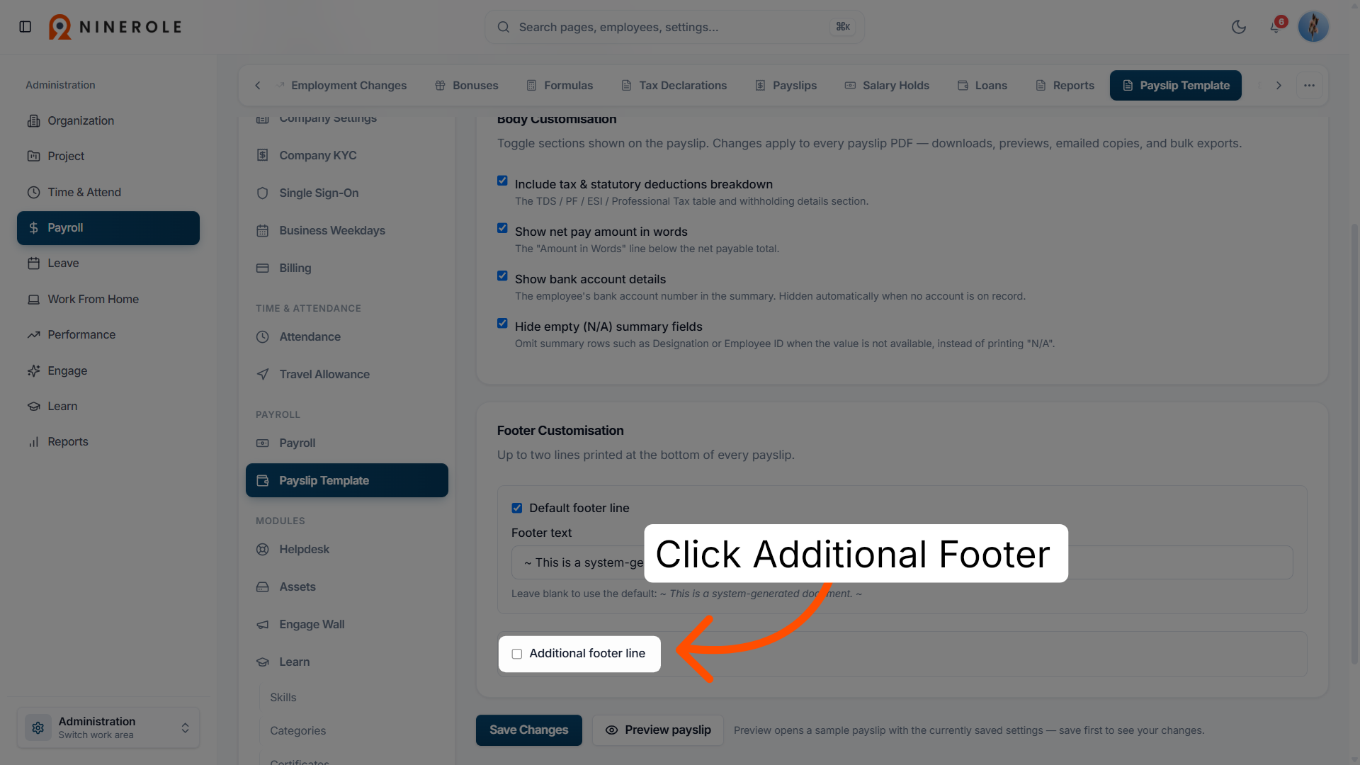 Additional footer line