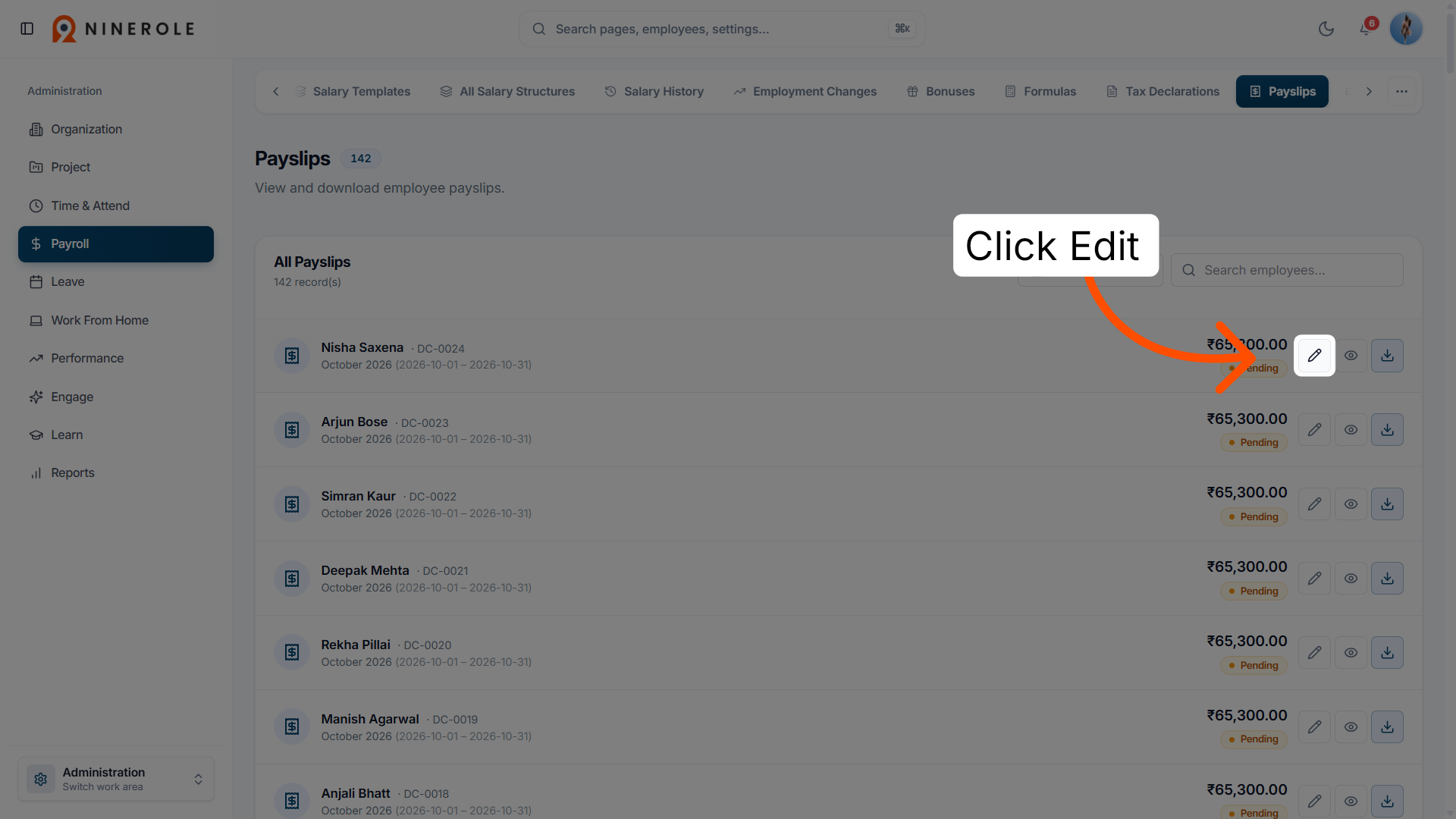 Open the edit control