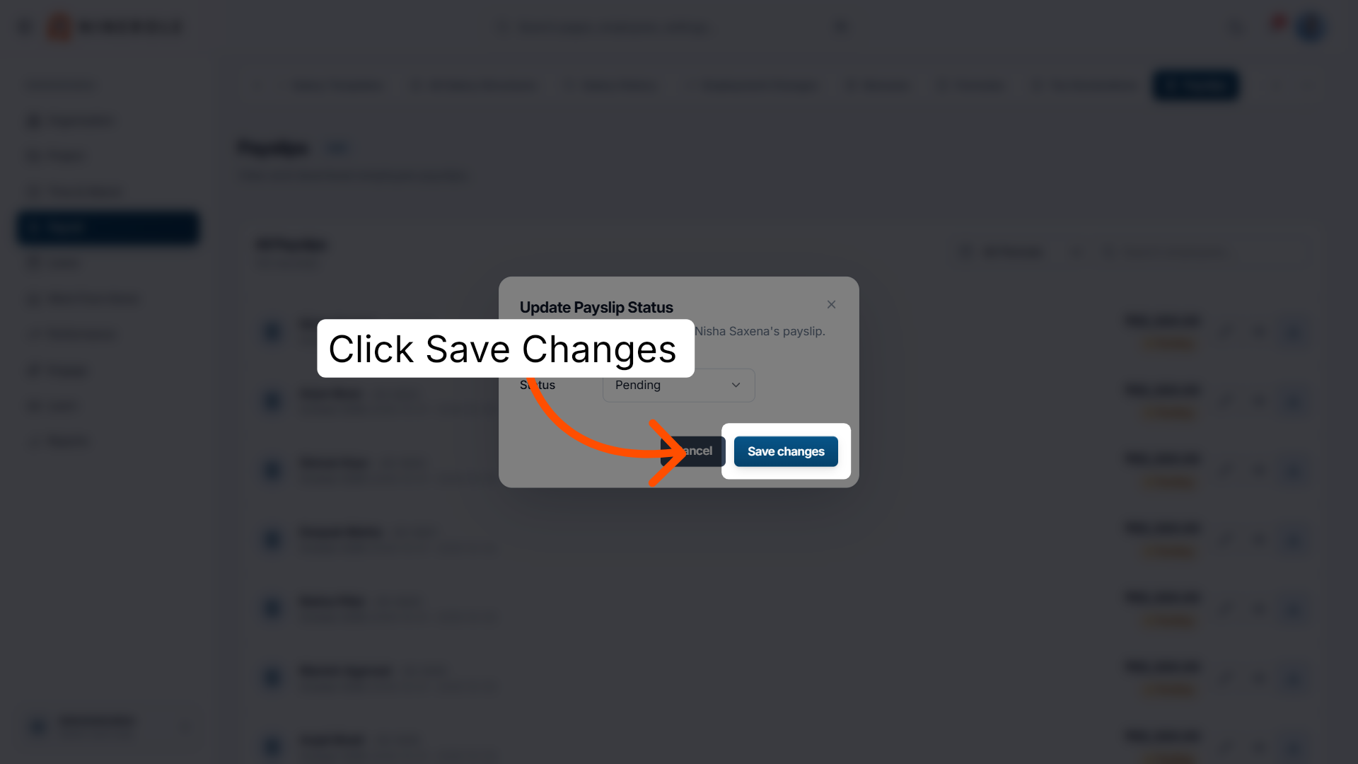 Save the payslip changes