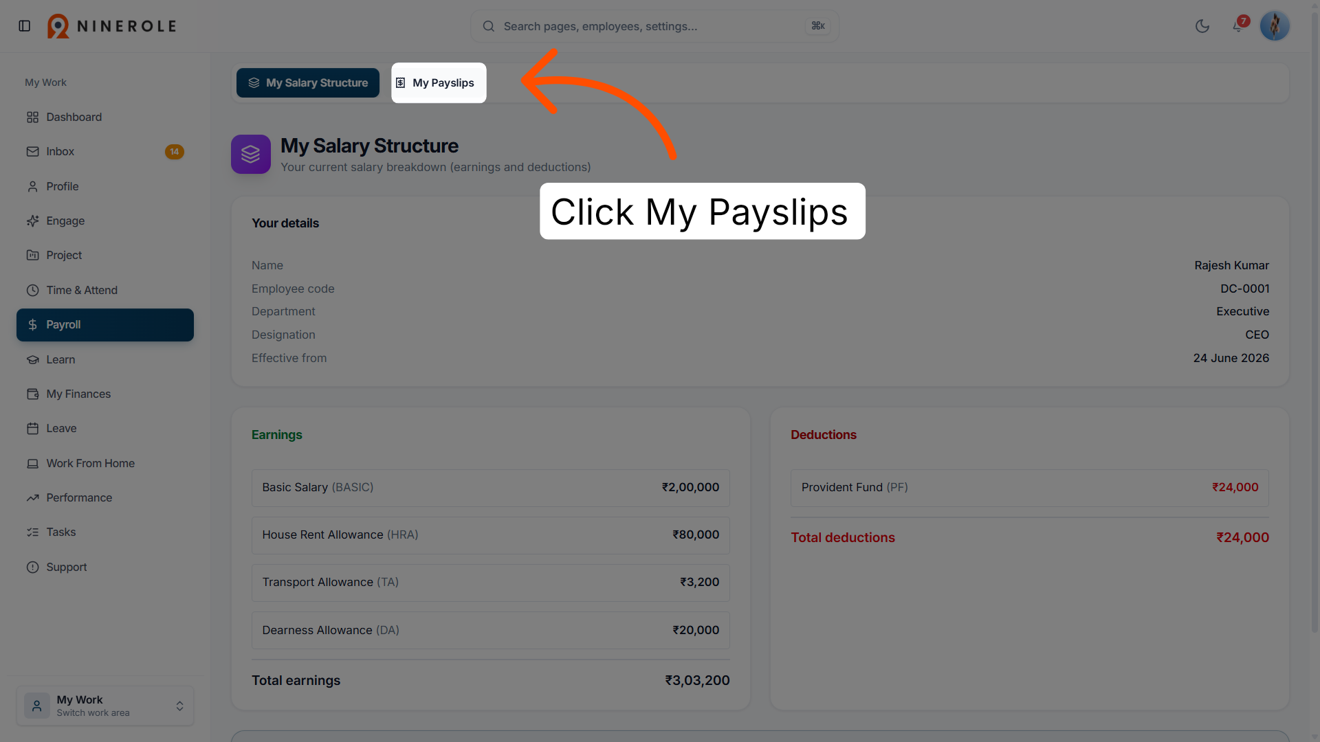 Navigate to Payslips