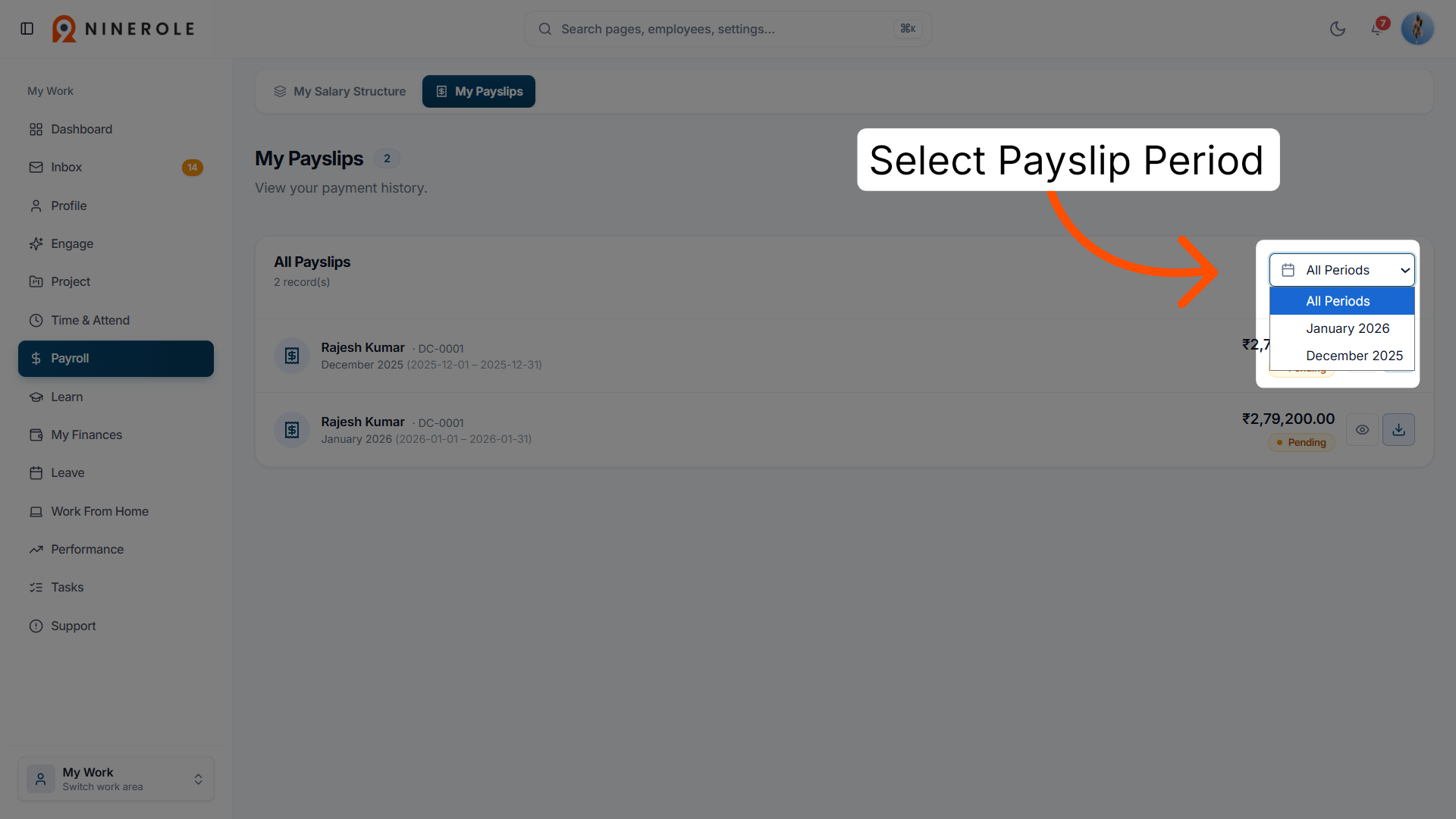 Select Payslip Period