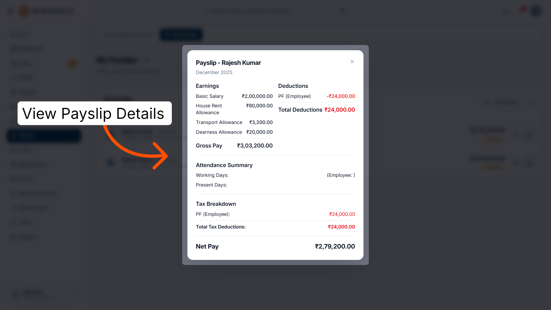 View Specific Payslip