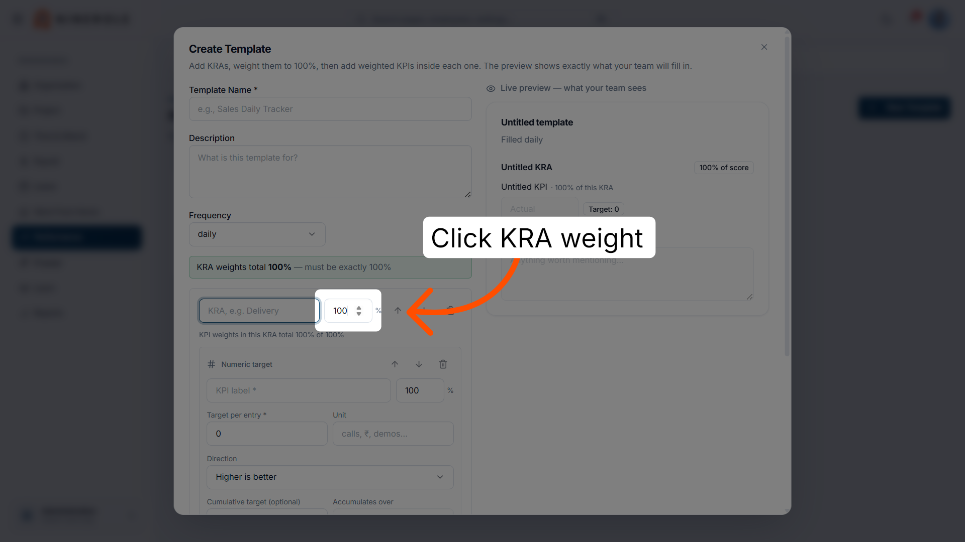 Set the KRA weight