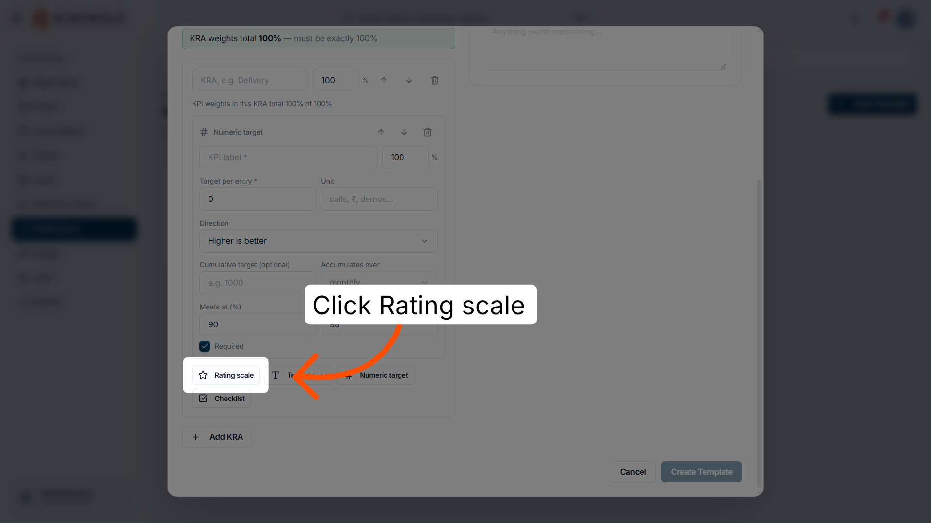 Add a rating scale KPI