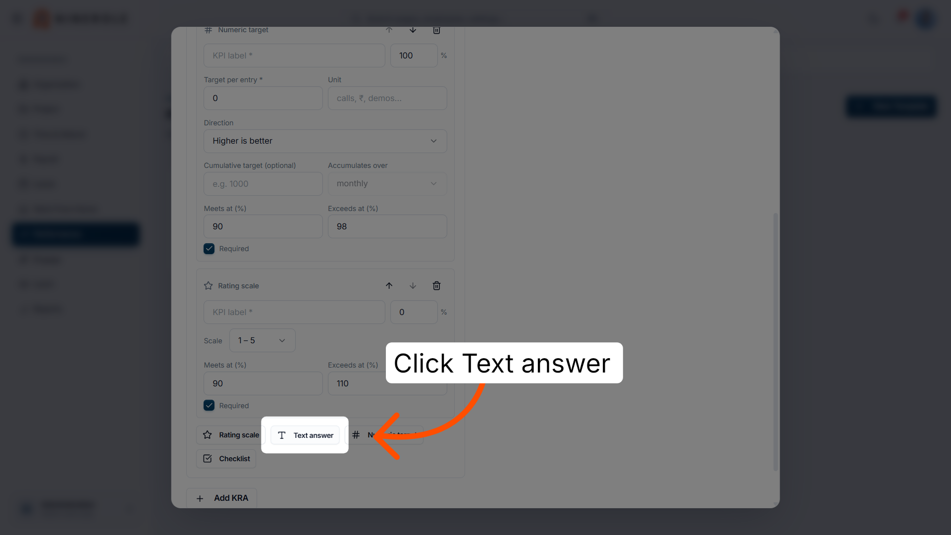 Add a text answer KPI