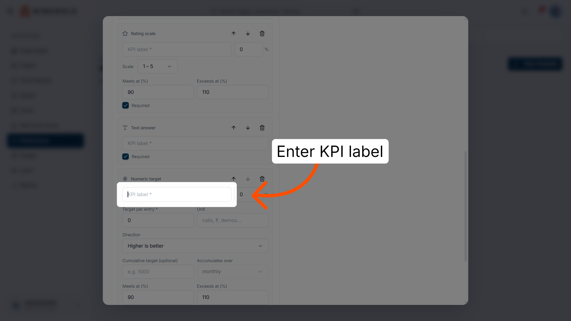 Enter its KPI label