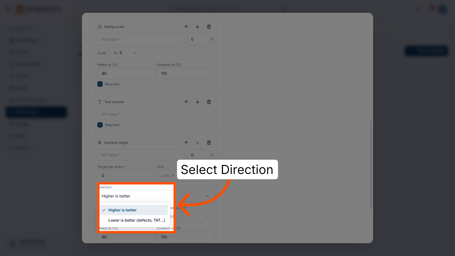 Select its direction
