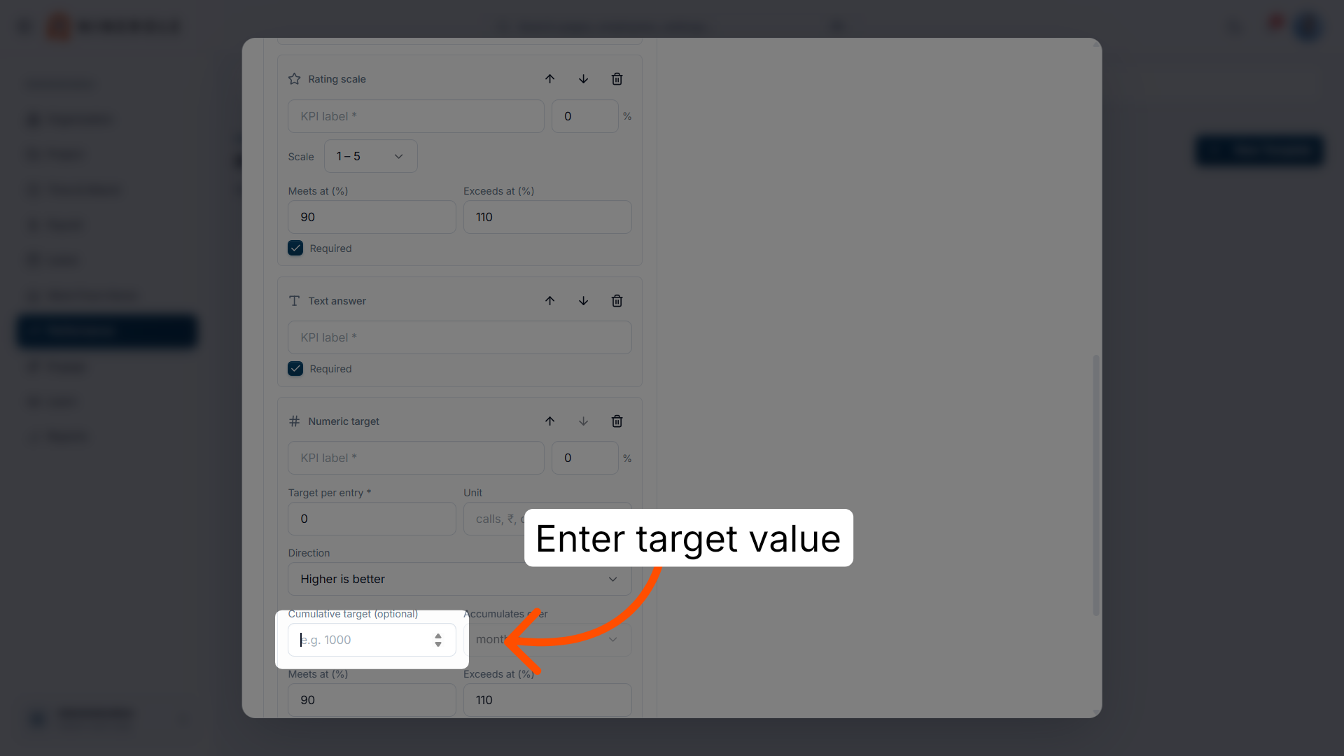 Set its target per entry