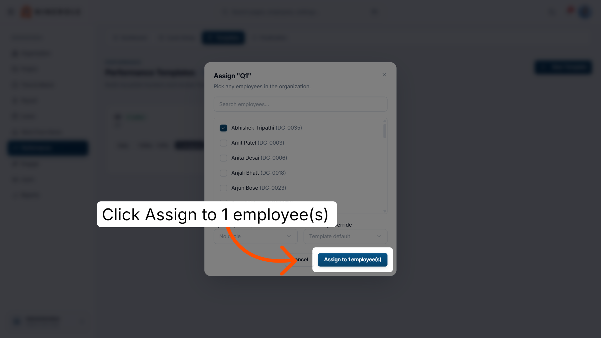 Assign to the employees