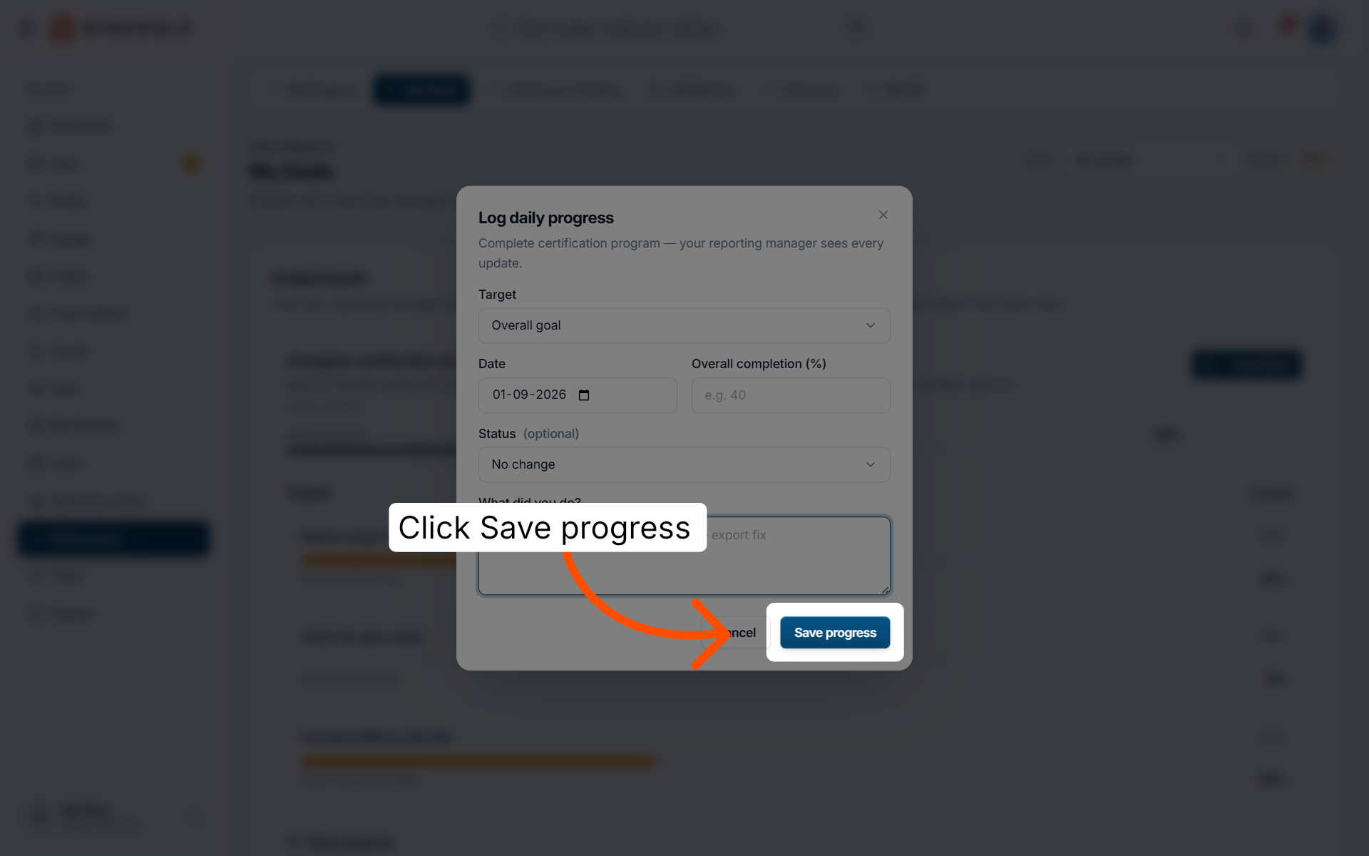Save the progress update