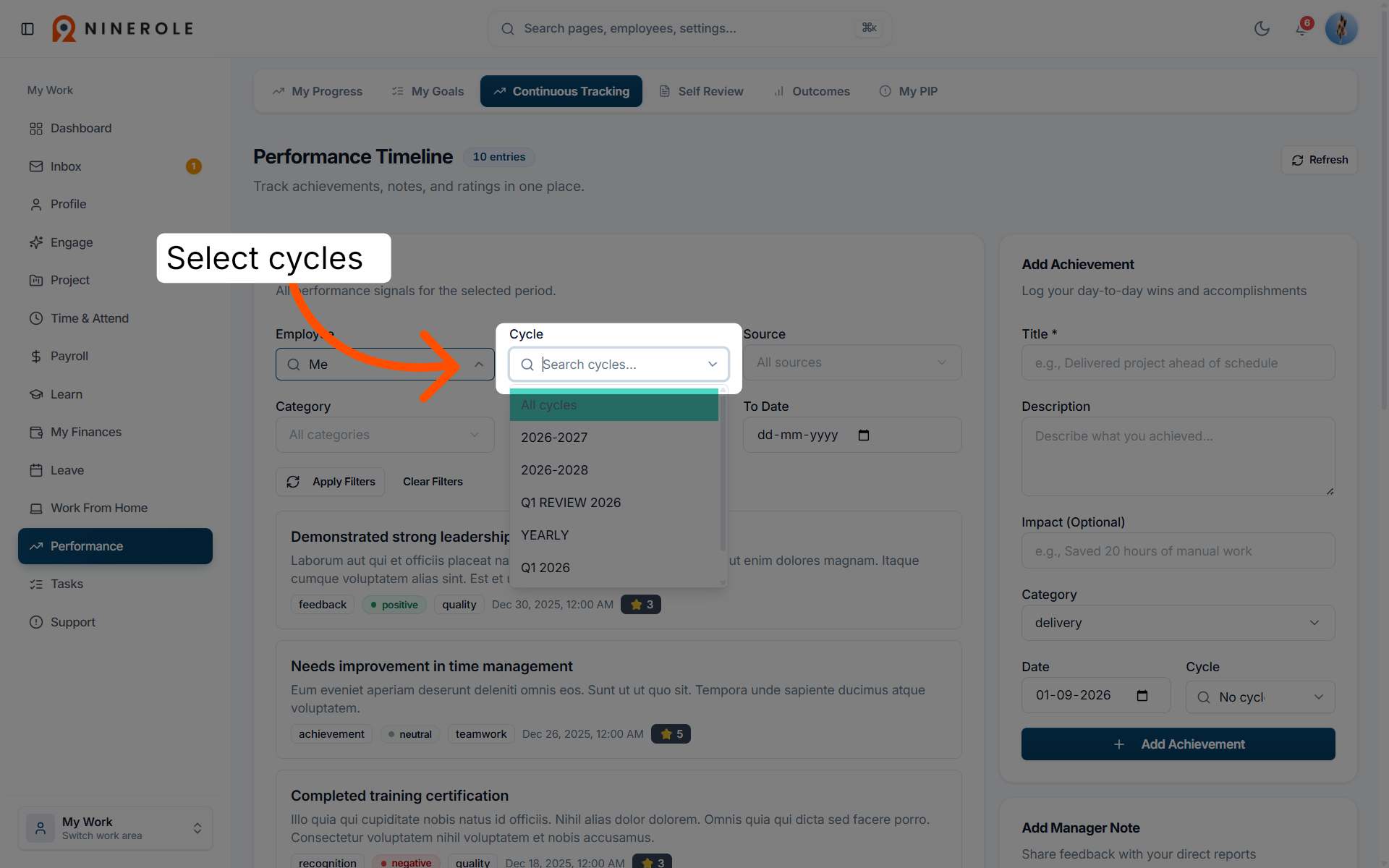 Filter by cycle