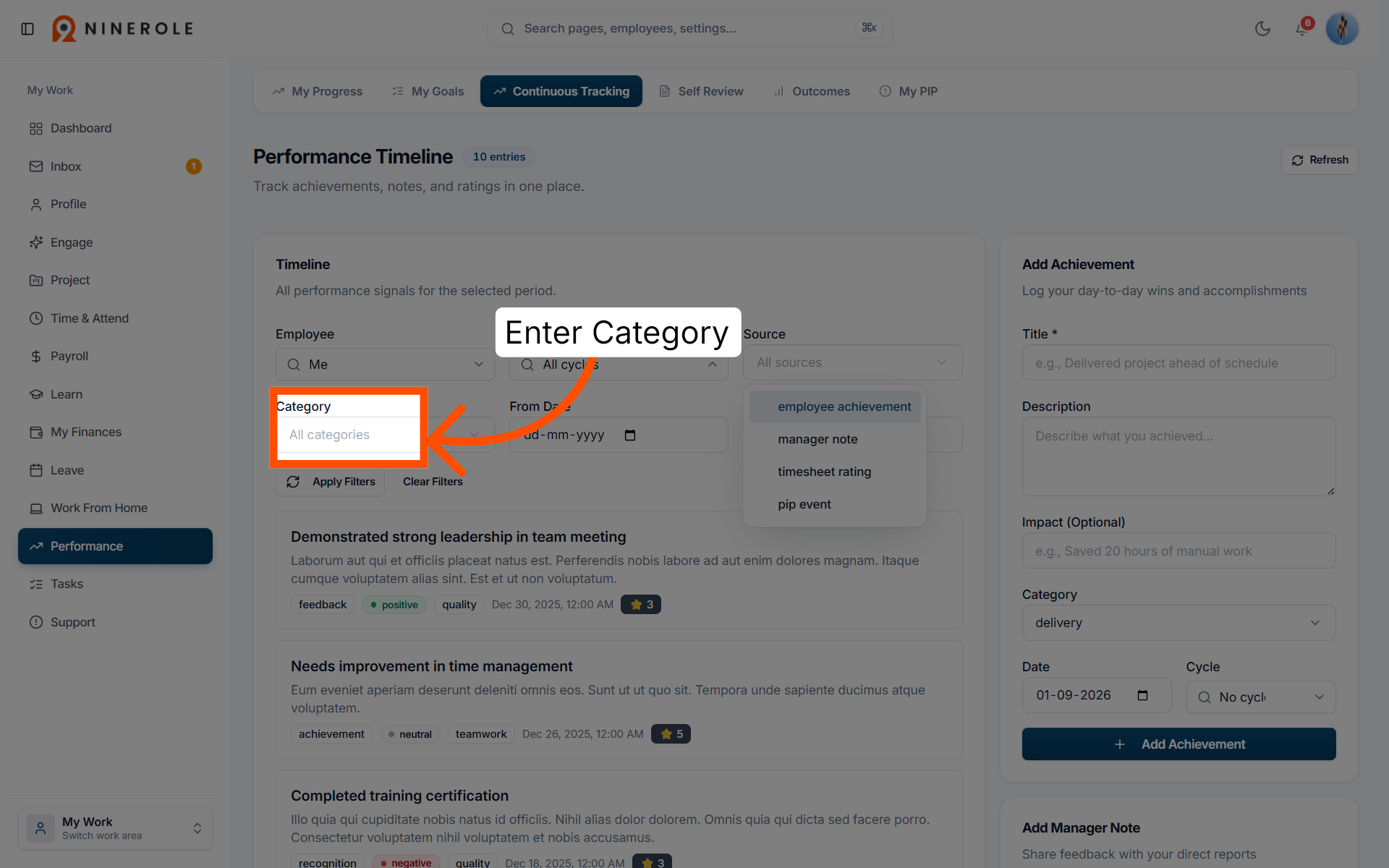 Filter by category