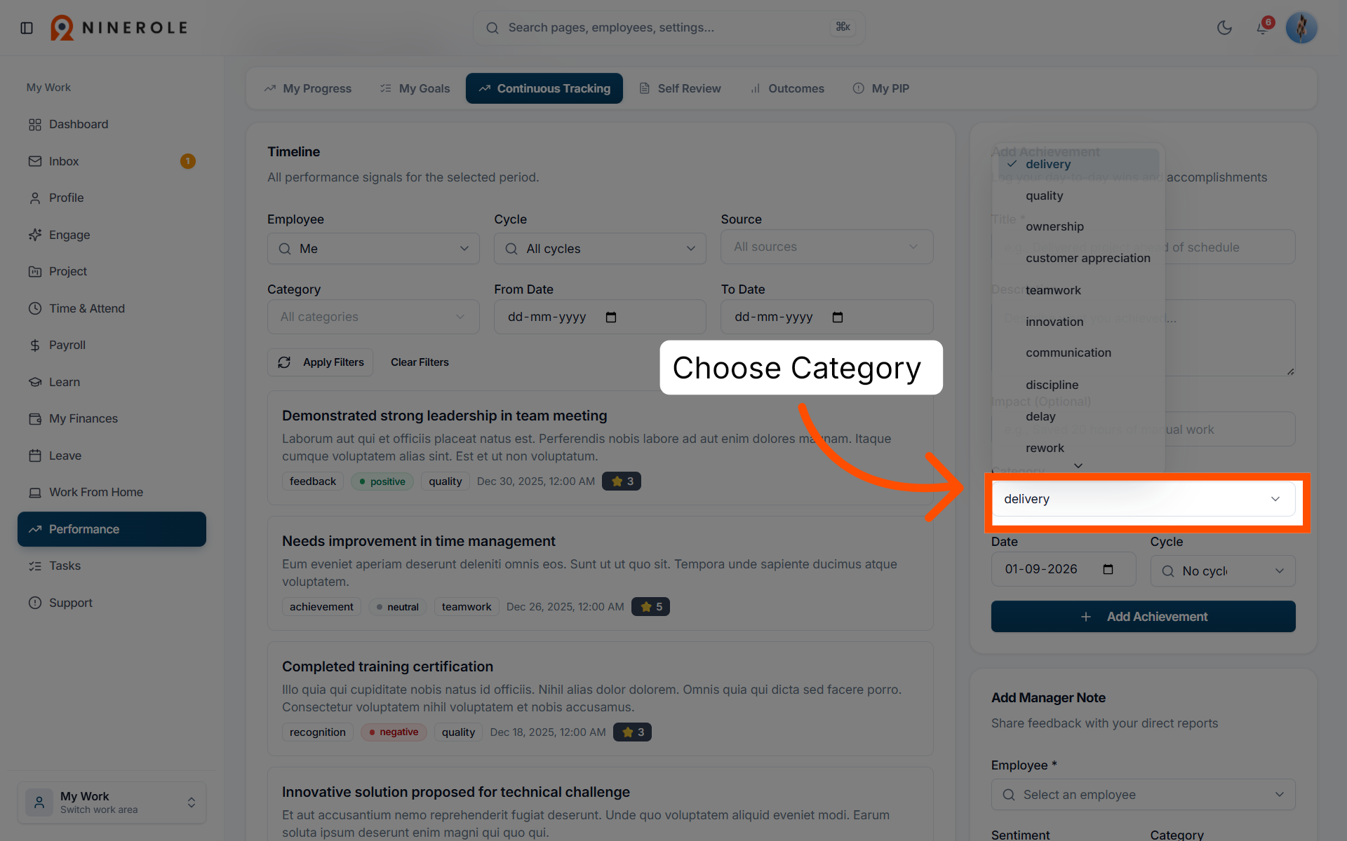 Choose the category
