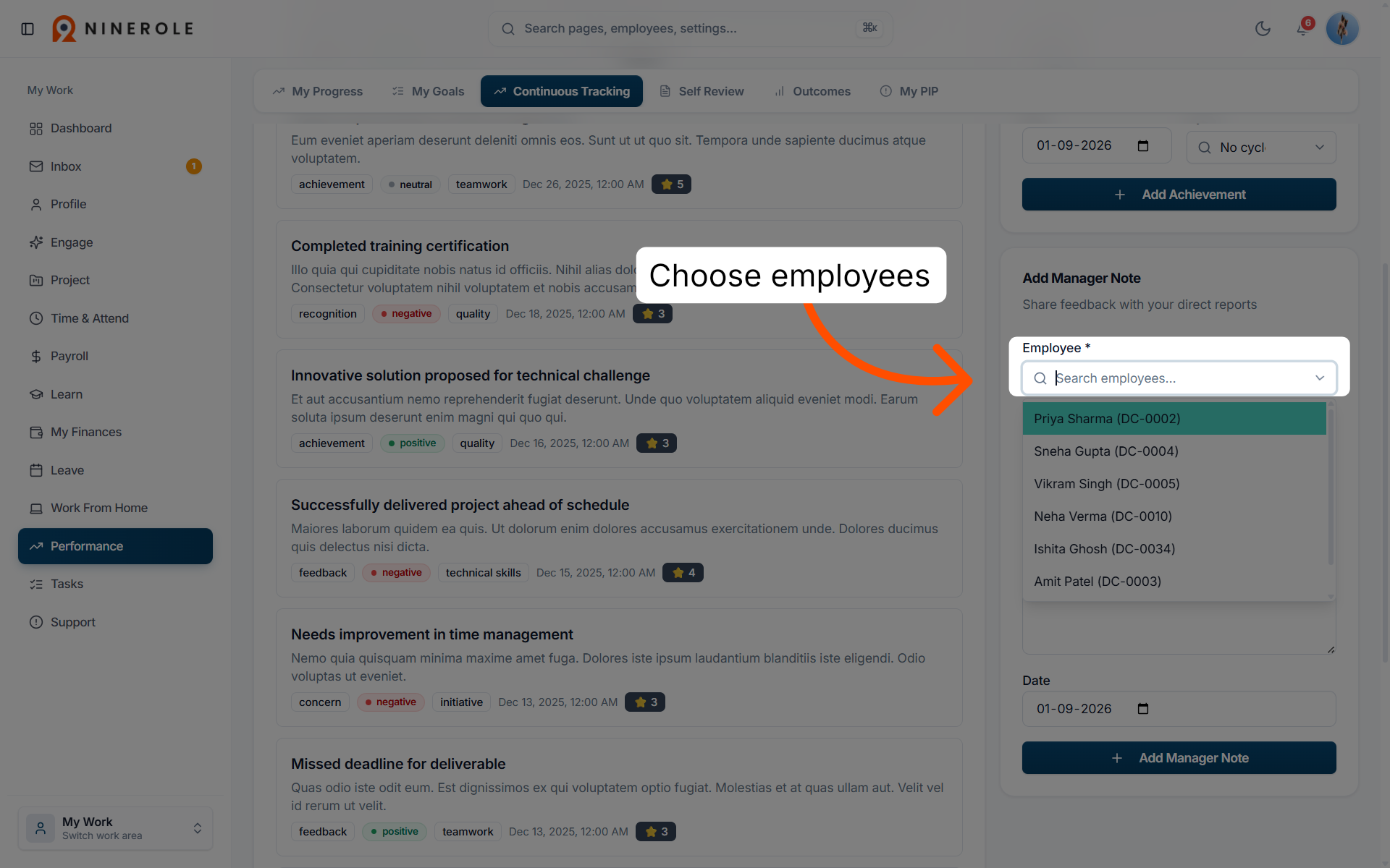 Select the employee