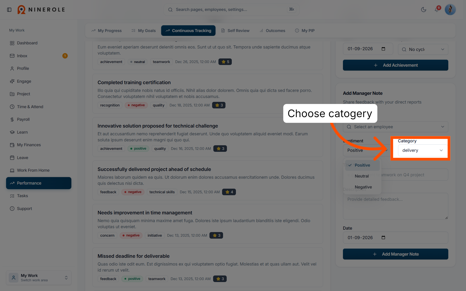 Choose the category
