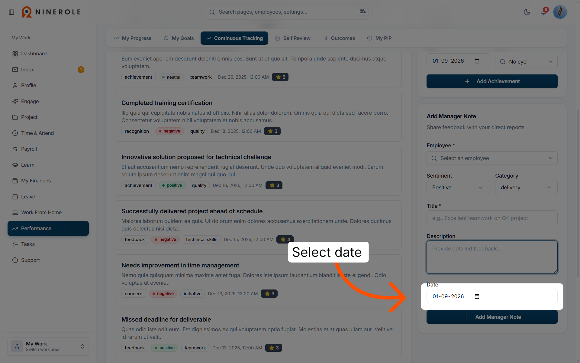 Choose the review date
