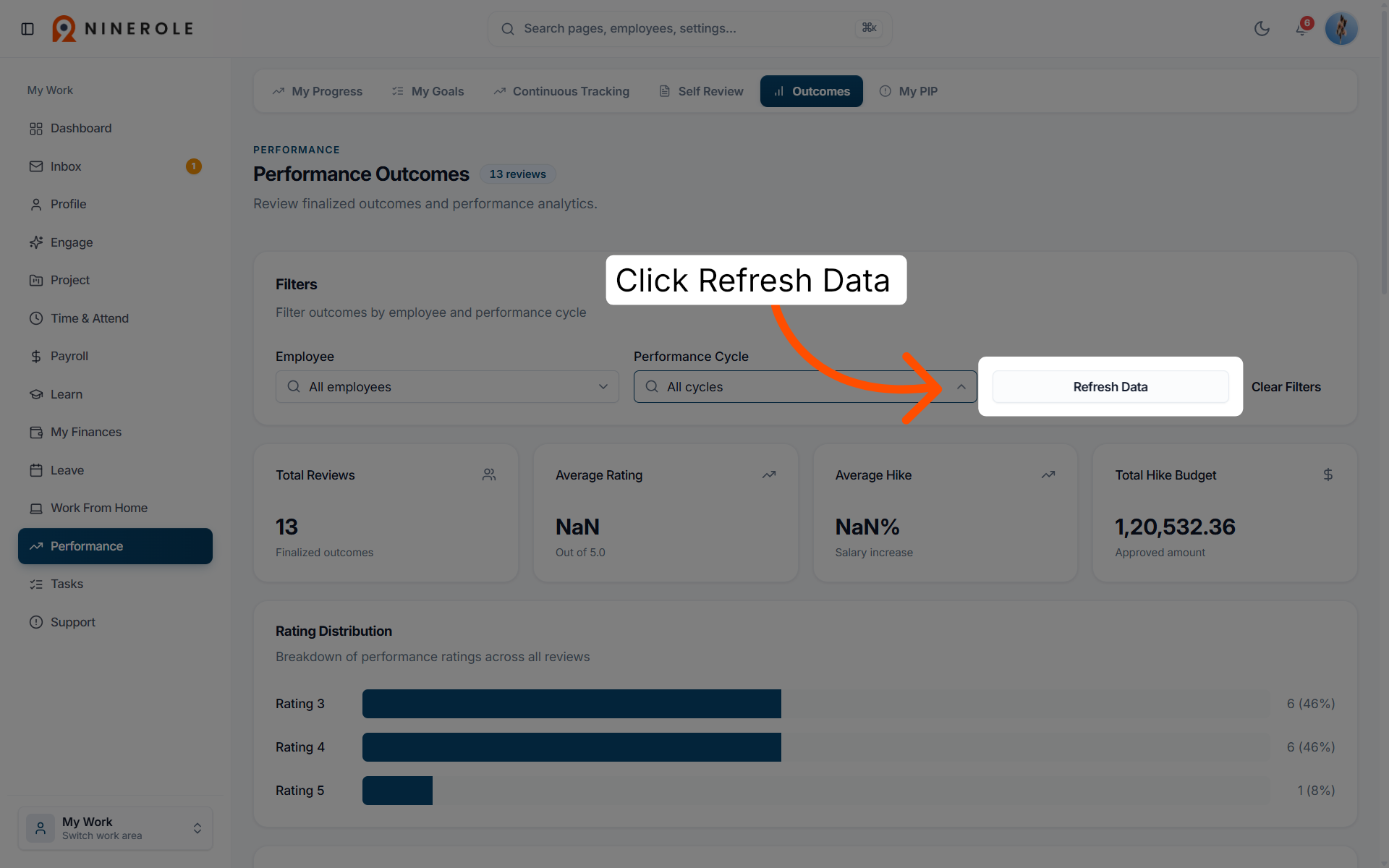 Refresh the data
