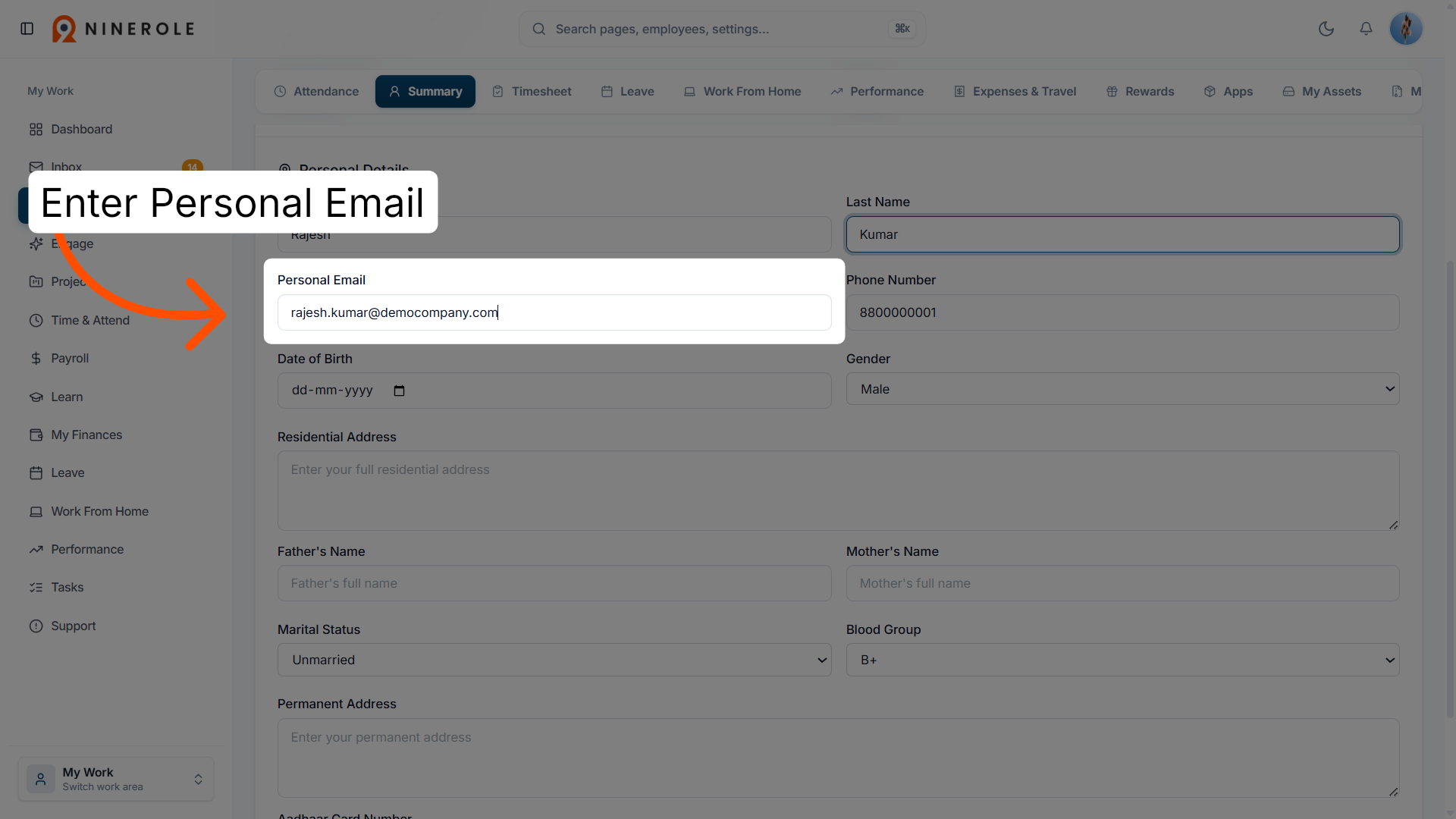 Update Personal Email