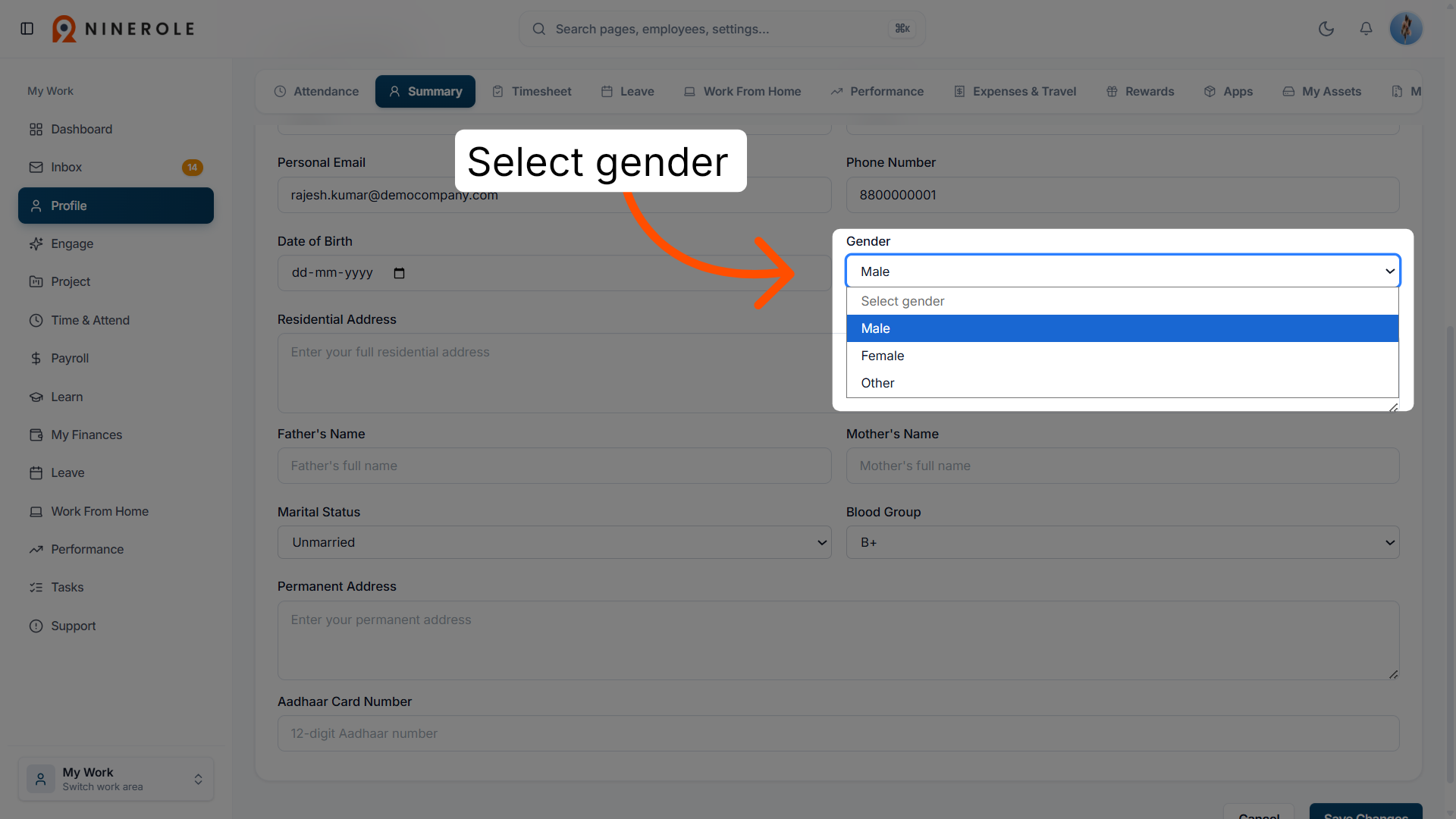 Select Gender