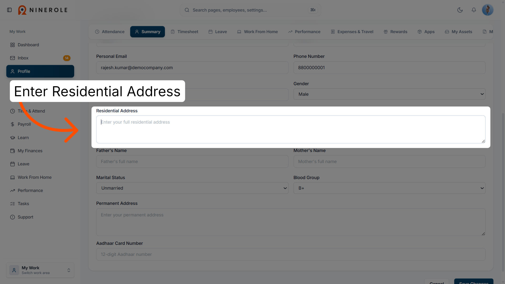Update Residential Address
