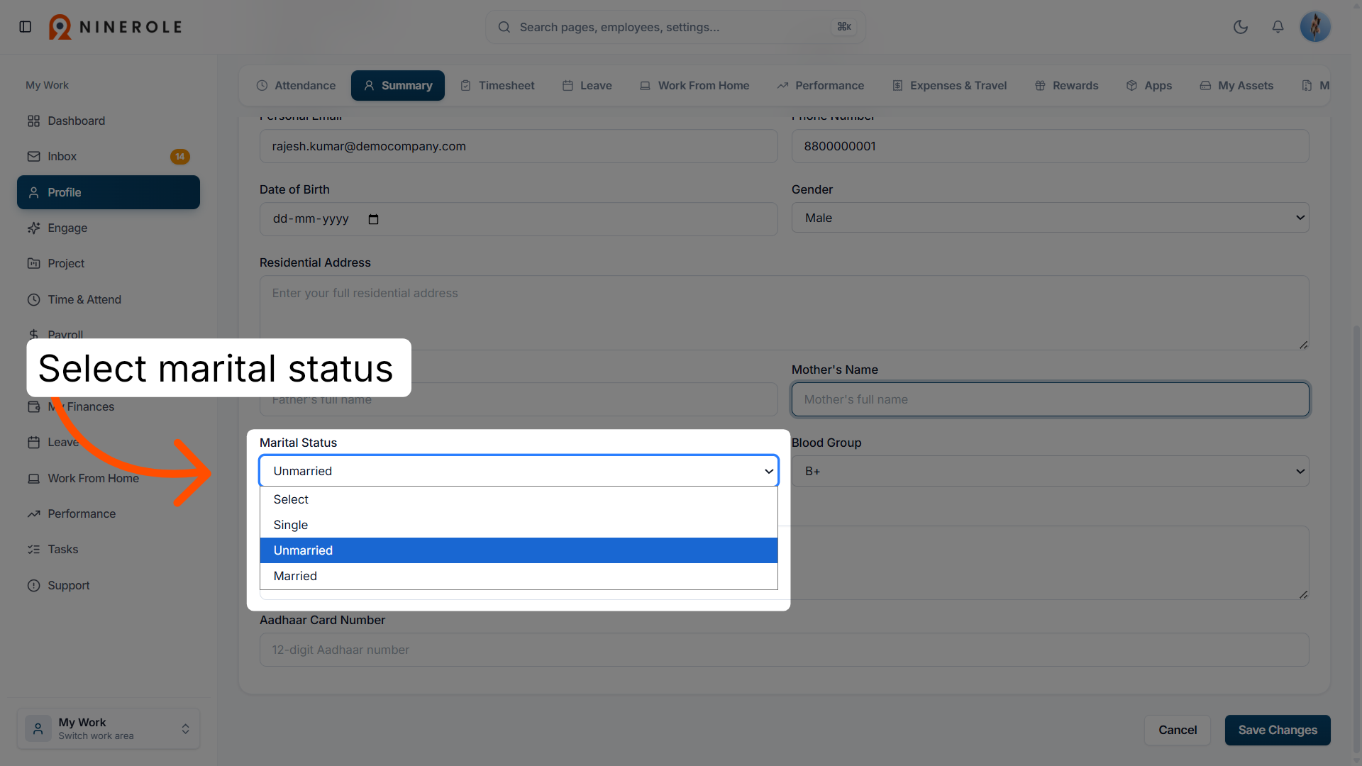 Select Marital Status