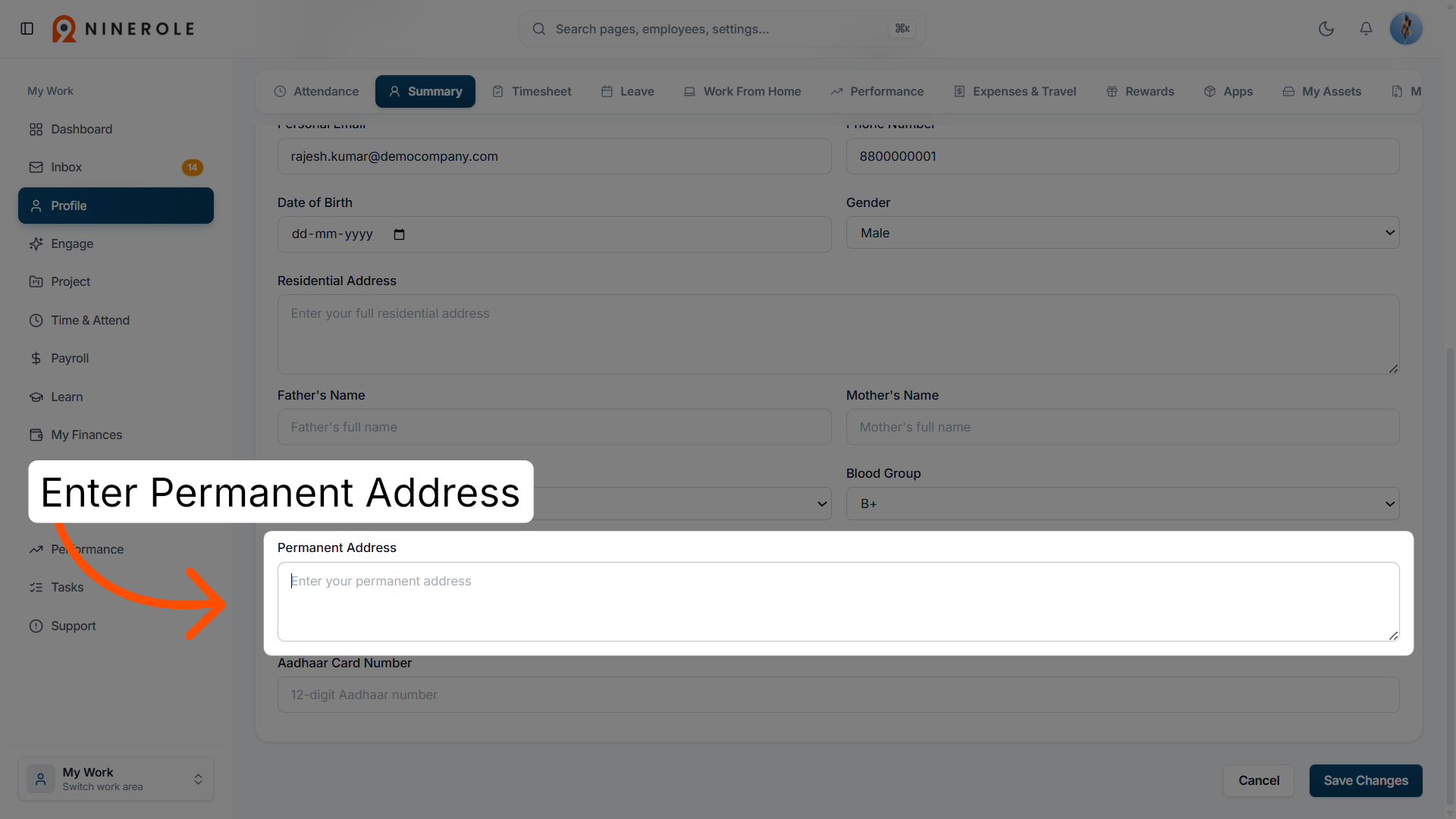 Edit Permanent Address